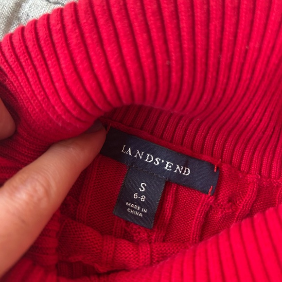 100% cotton lands end red turtleneck sweater - Picture 3 of 5